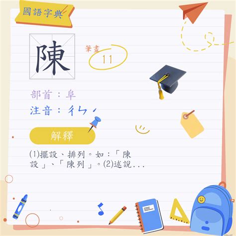 陳的部首|漢字:陳 (注音: (一)ㄔㄣˊ,部首:阜) 